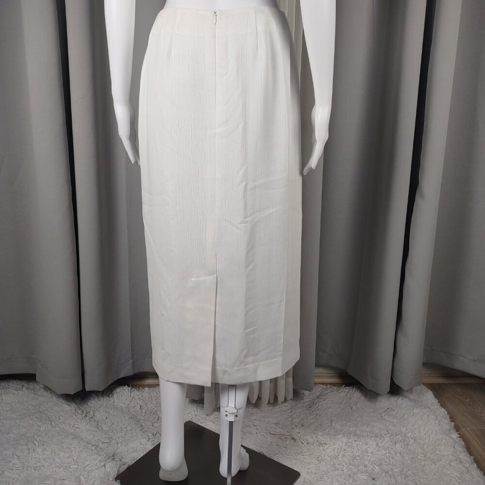 Larry Levine Petite 6P White Textured Midi Pencil Skirt Career Lined 31'' - Picture 3 of 9